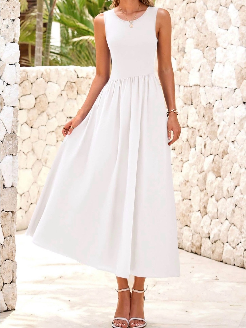 Sleeveless White Maxi Dress - Elegant Summer Sundress